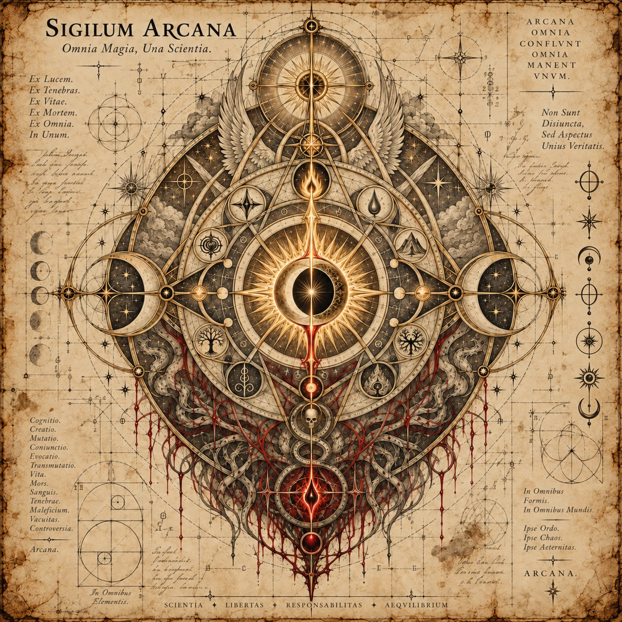 The Sigil of Arcana showing the interconnected accepted and forbidden Schools of Magic in Atlantia